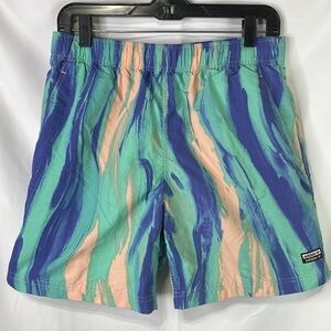 Adidas swim trunks shorts, colorful blue green peach